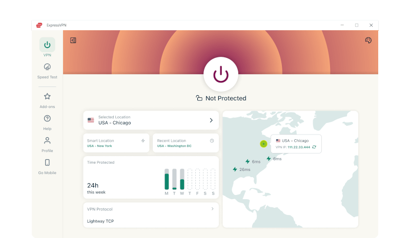 ExpressVPN - Ansicht der Windows-App