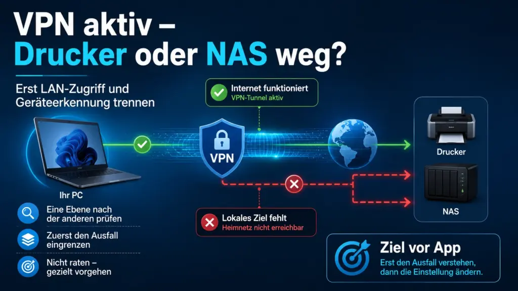 VPN blockiert Drucker oder NAS: Zugriff im Heimnetz wiederherstellen